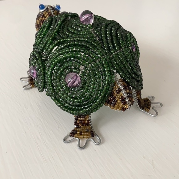 Beadworx Beaded Turtle Purple Accents Blue Eyes Decor Art Piece Gift Vintage - Picture 6 of 16